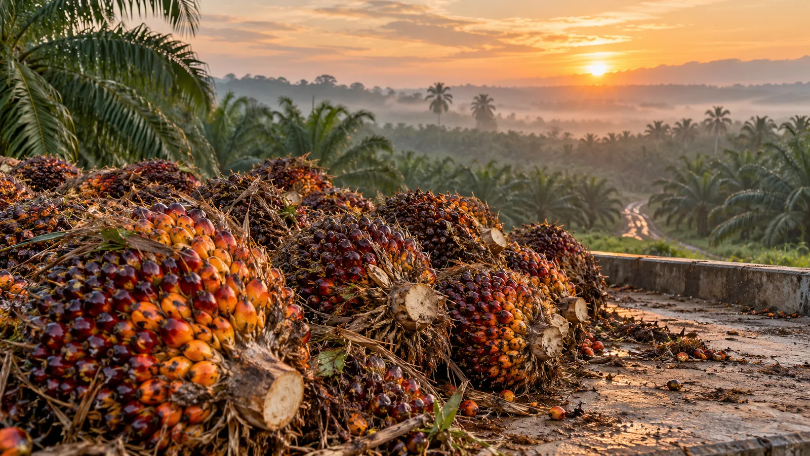 Ilustrasi tandan buah segar sawit di kebun Riau, bukan foto penetapan harga