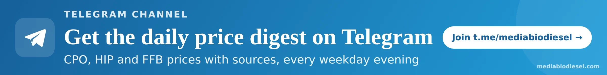 Join the Media Biodiesel Telegram channel for the daily price digest