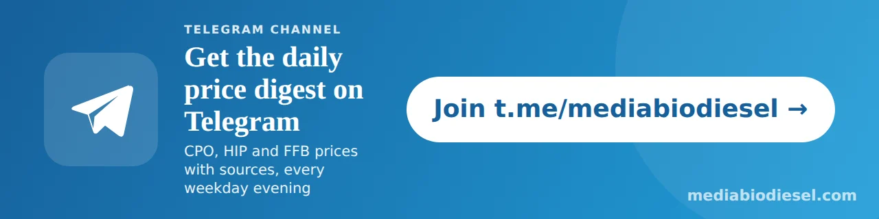 Join the Media Biodiesel Telegram channel for the daily price digest